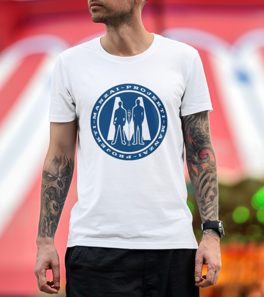 Manzai Projekti Circle Logo with Silhouetted Figures T-Shirt