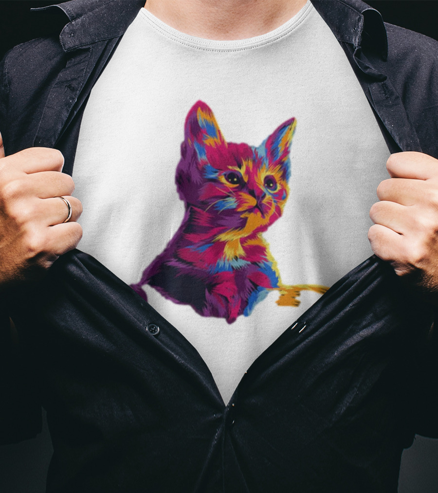 Kitten Colorful Art For Cat Lovers T-Shirt