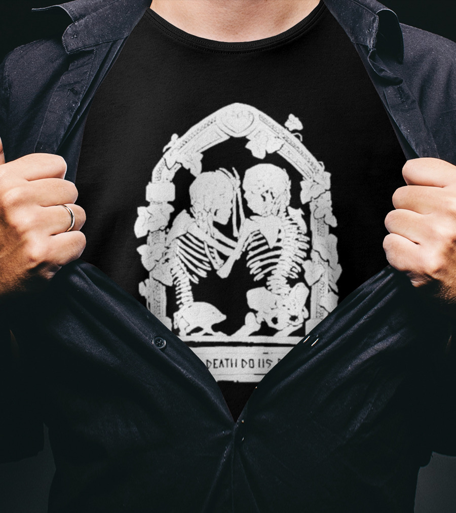 Till Death Do Us Part Skeleton Gothic Arch Motif T-Shirt