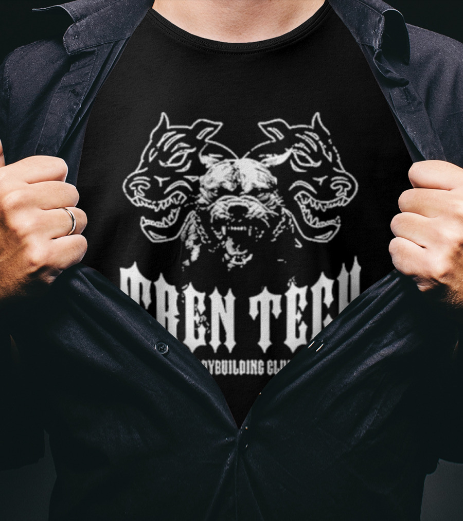 Tren Tech Bodybuilding Club Fierce Animal Motif T-Shirt