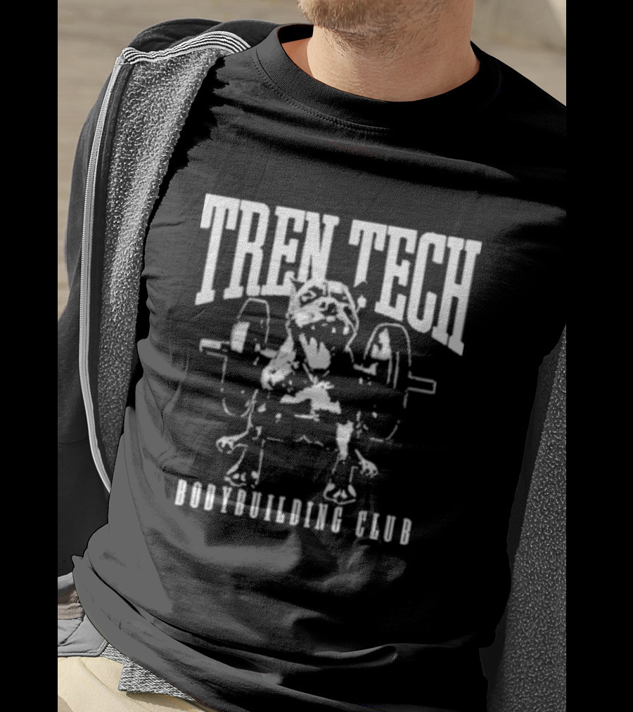 TREN TECH Bodybuilding Club Bulldog With Barbell T-Shirt