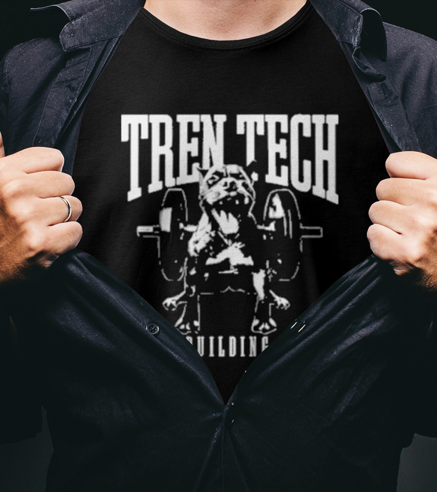 TREN TECH Bodybuilding Club Bulldog With Barbell T-Shirt