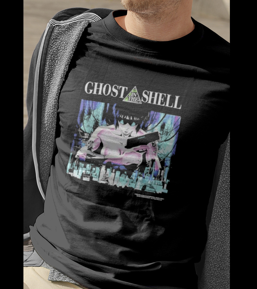 Ghost In The Shell Girl With Gun Cyberpunk City Image T-Shirt