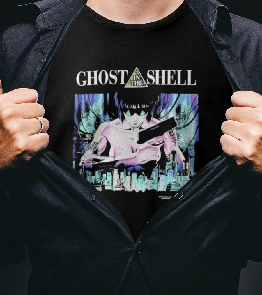 Ghost In The Shell Girl With Gun Cyberpunk City Image T-Shirt