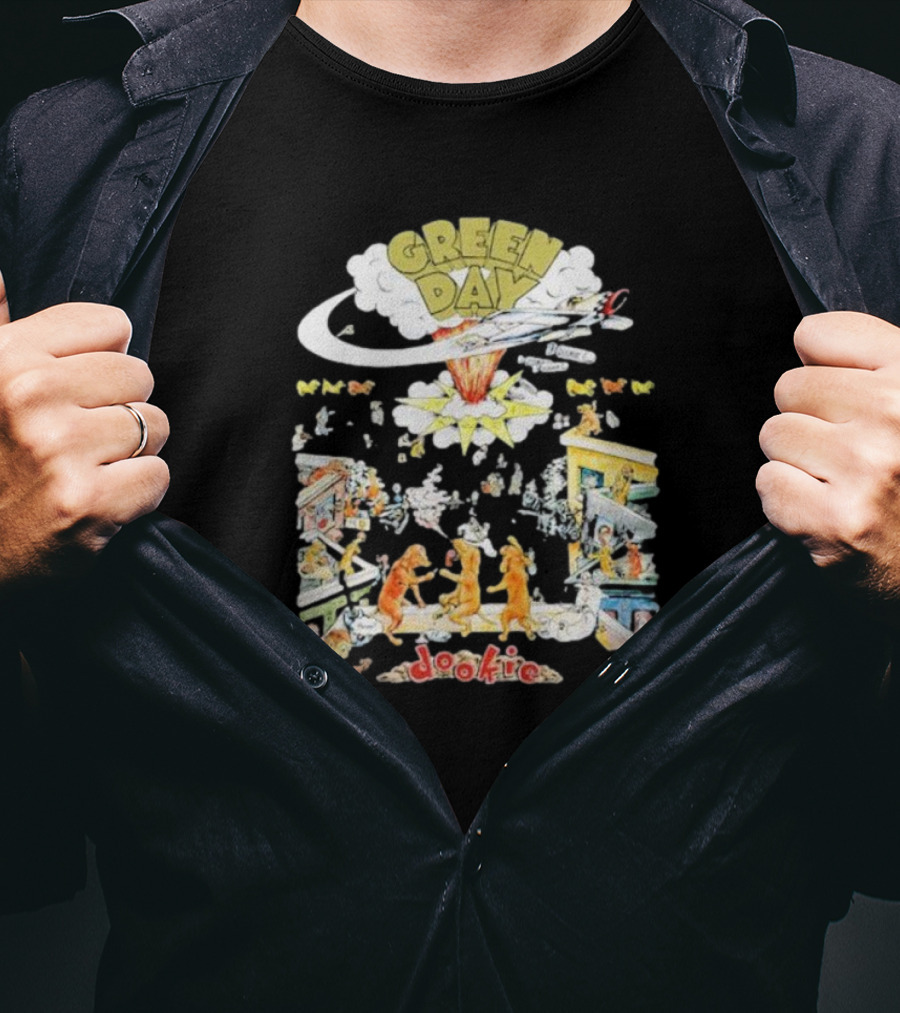 Green Day Dookie Cartoon Explosion Scene T-Shirt