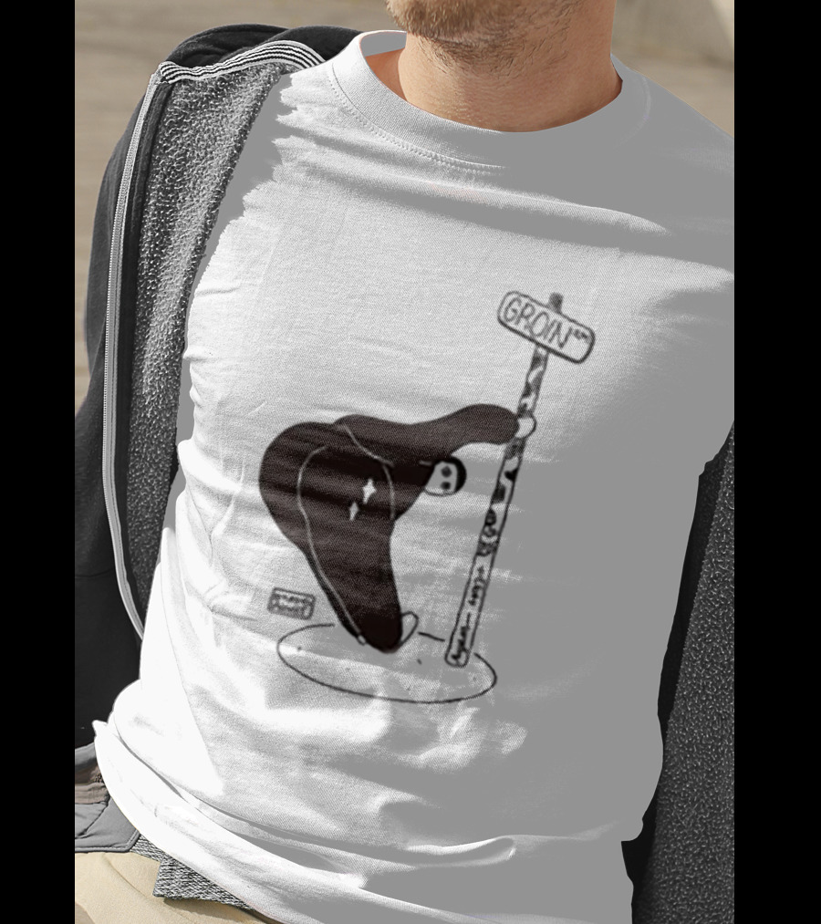 Groin Street Sign With Bandaged Steak Character By Rpwp T-Shirt