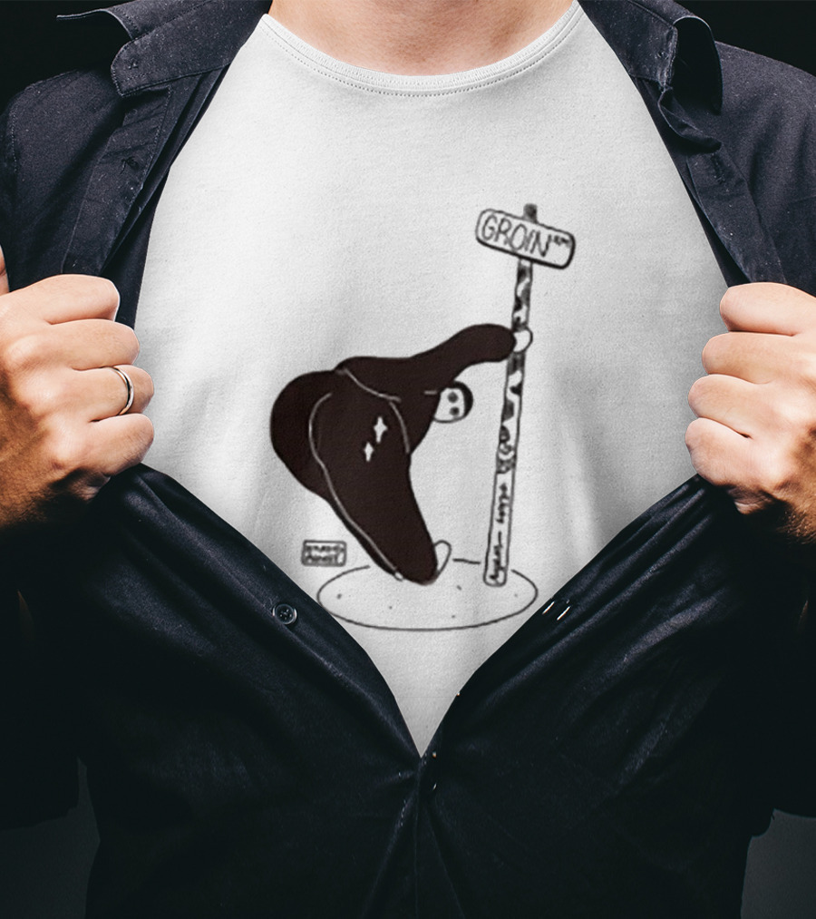 Groin Street Sign With Bandaged Steak Character By Rpwp T-Shirt