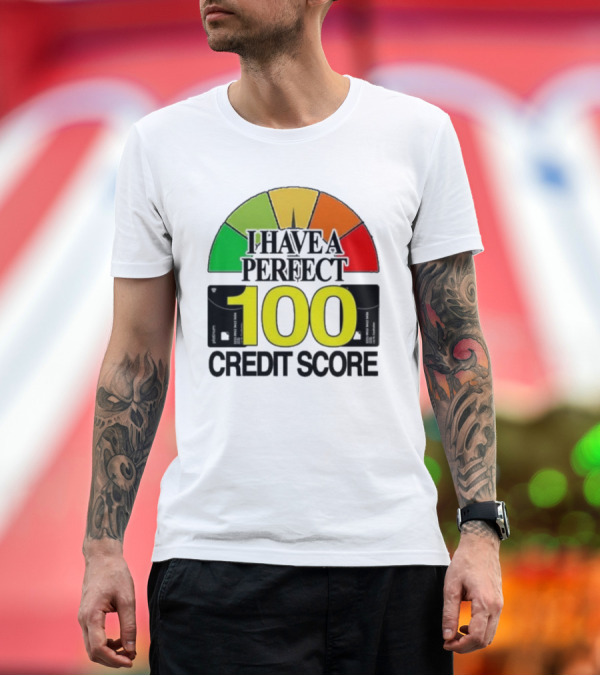 Premium T-Shirt: I Have A Perfect 100 Credit Score Gauge Graph T-Shirt I Have A Perfect 100 Credit Score Gauge Graph T-Shirt