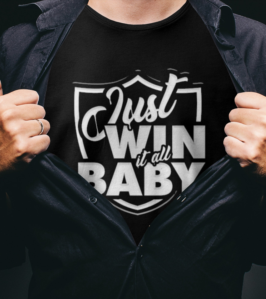 Just Win It All Baby Las Vegas Raiders Shield Emblem T-Shirt