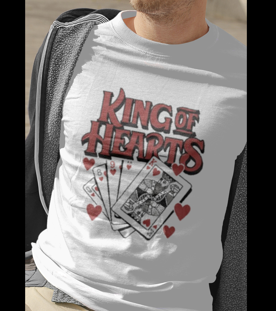 King Of Hearts Card Hand Raglan Heart Playing Cards T-Shirt