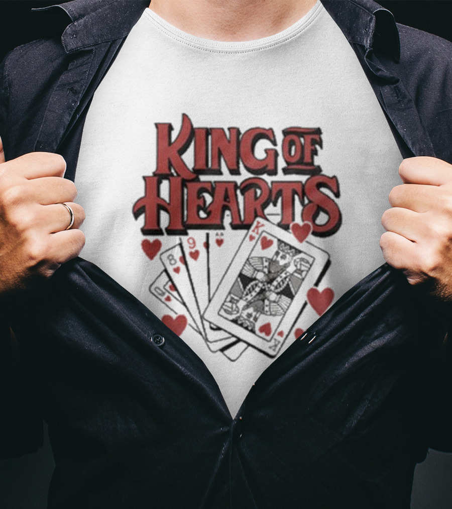 King Of Hearts Card Hand Raglan Heart Playing Cards T-Shirt