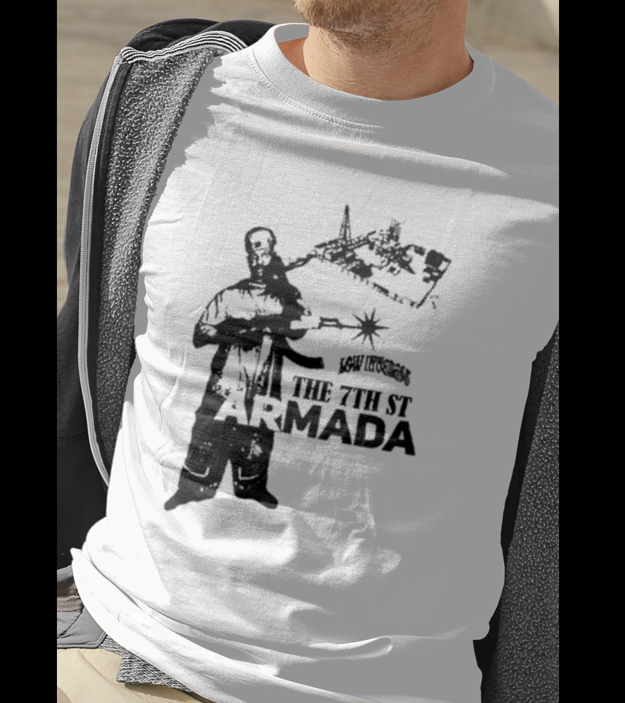 Low Interest The 7th St Armada Revolutionary Symbol With Armed Figure T-Shirt