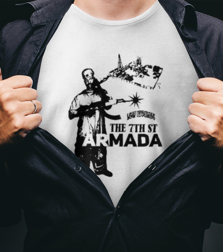 Low Interest The 7th St Armada Revolutionary Symbol With Armed Figure T-Shirt