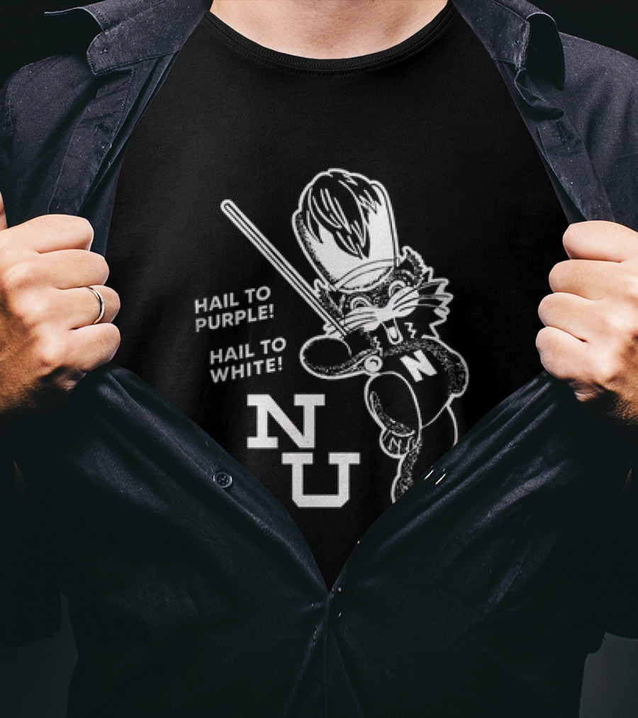 NU Sports Northwestern Wildcats Band Hail To Purple And White T-Shirt