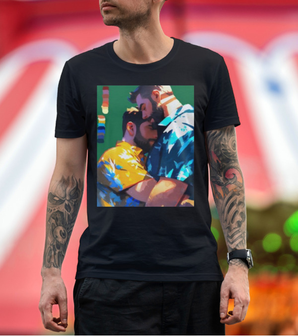 Premium T-Shirt: Ego Rodriguez Colours Pride Men's Embrace T-Shirt Ego Rodriguez Colours Pride Men's Embrace T-Shirt