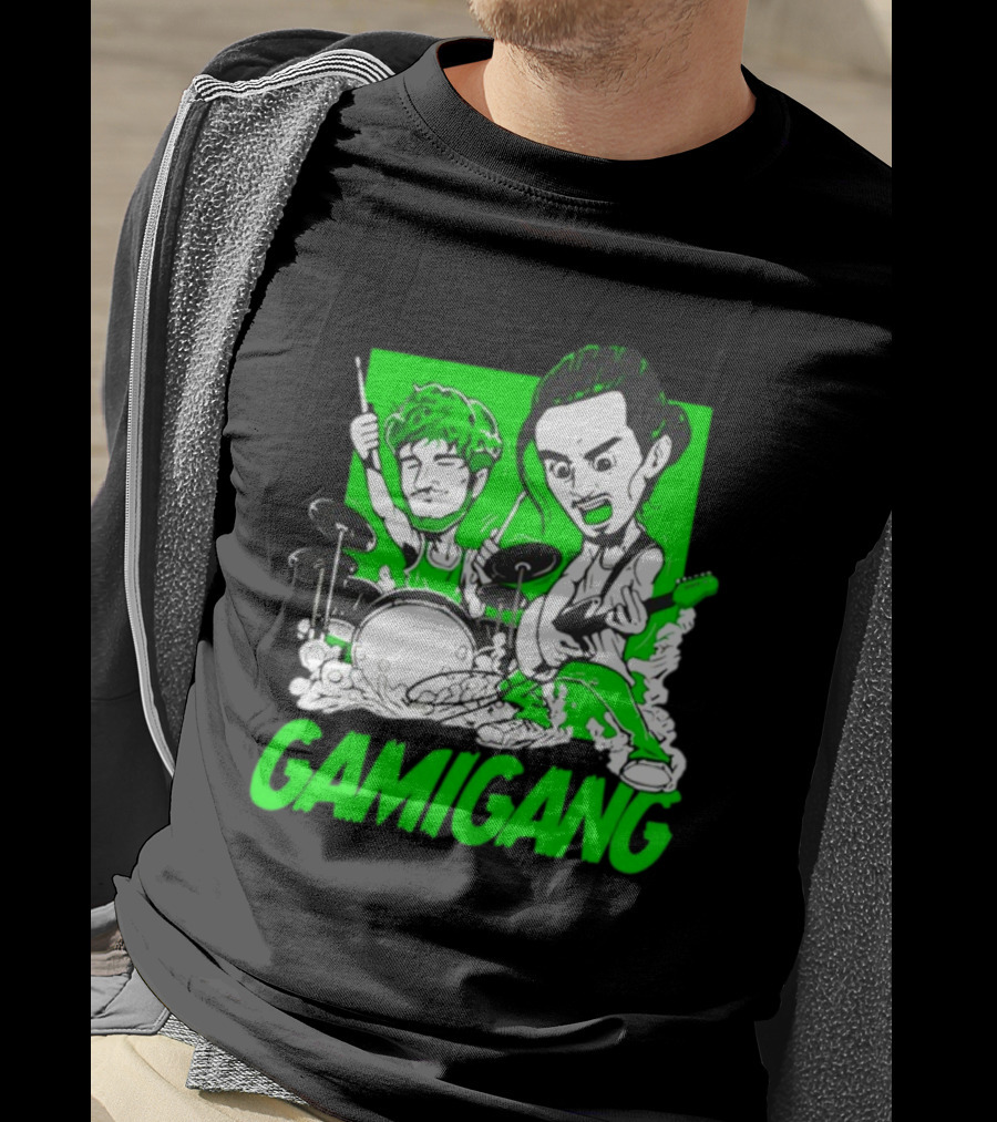 Gami Gang Origami Angel Anime Drummer Guitarist Duo T-Shirt