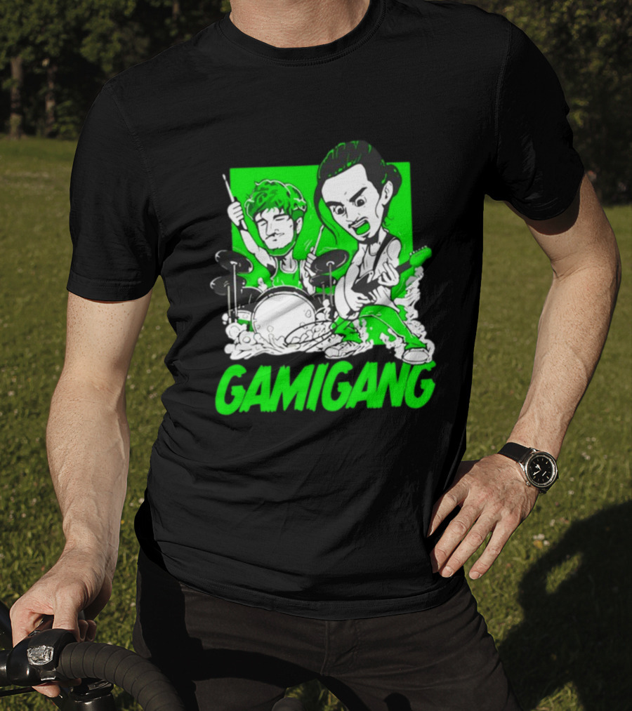 Gami Gang Origami Angel Anime Drummer Guitarist Duo T-Shirt