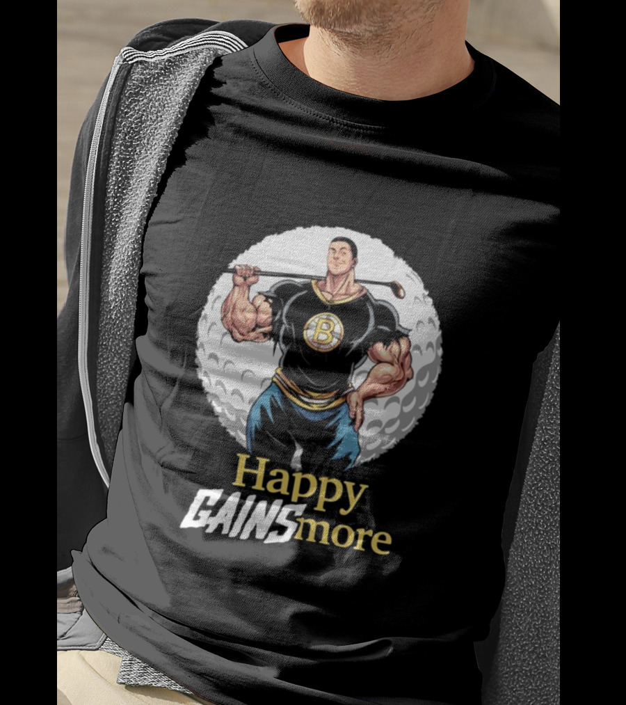 Nick Walker Happy Gainsmore Muscular Cartoon Character With Golf Club T-Shirt