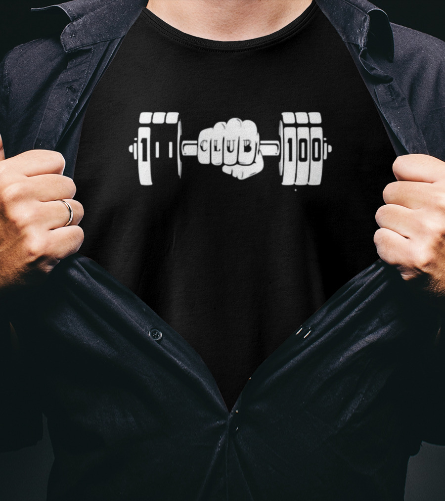 Dookiebutter 100 Club 100 Gym Doworkson Weightlifting Dumbbell T-Shirt