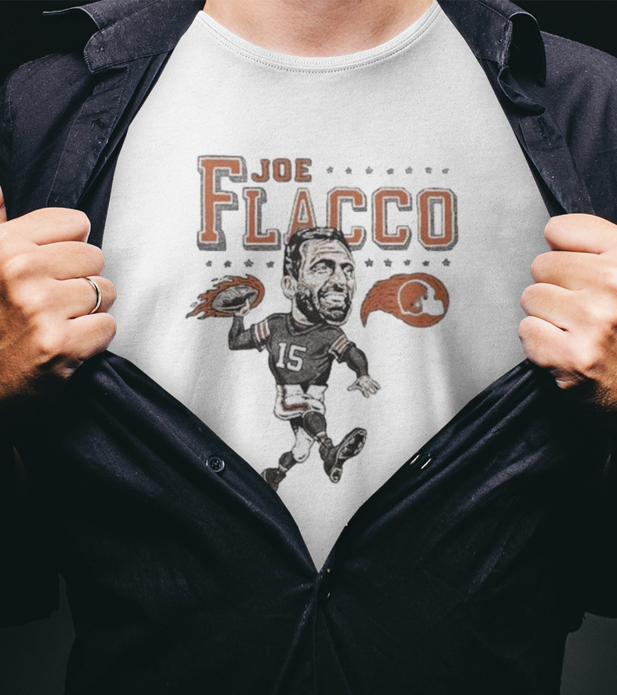Cleveland Browns Joe Flacco 15 Football Caricature T-Shirt