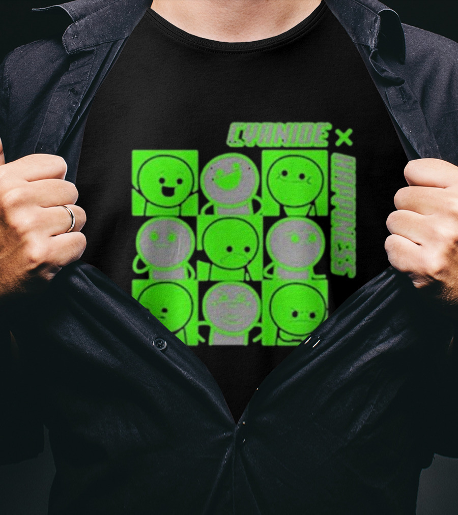 Cyanide X Happiness Neon Green Faces T-Shirt