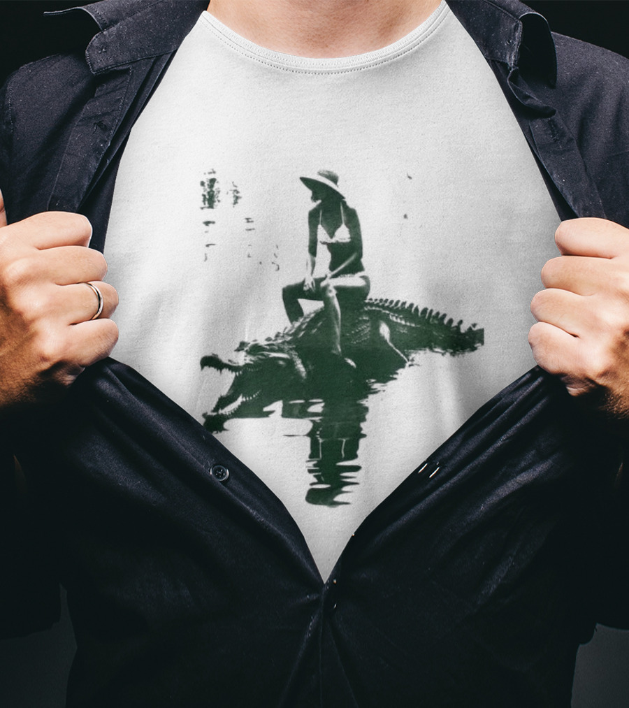 El Cocodrilo Girl In Swimwear Riding Crocodile Iconic Adventure T-Shirt