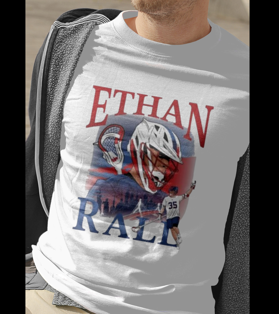 Ethan Rall Lacrosse Helmet Player Illustration 35 T-Shirt