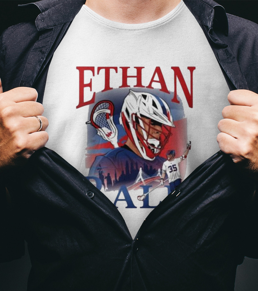 Ethan Rall Lacrosse Helmet Player Illustration 35 T-Shirt