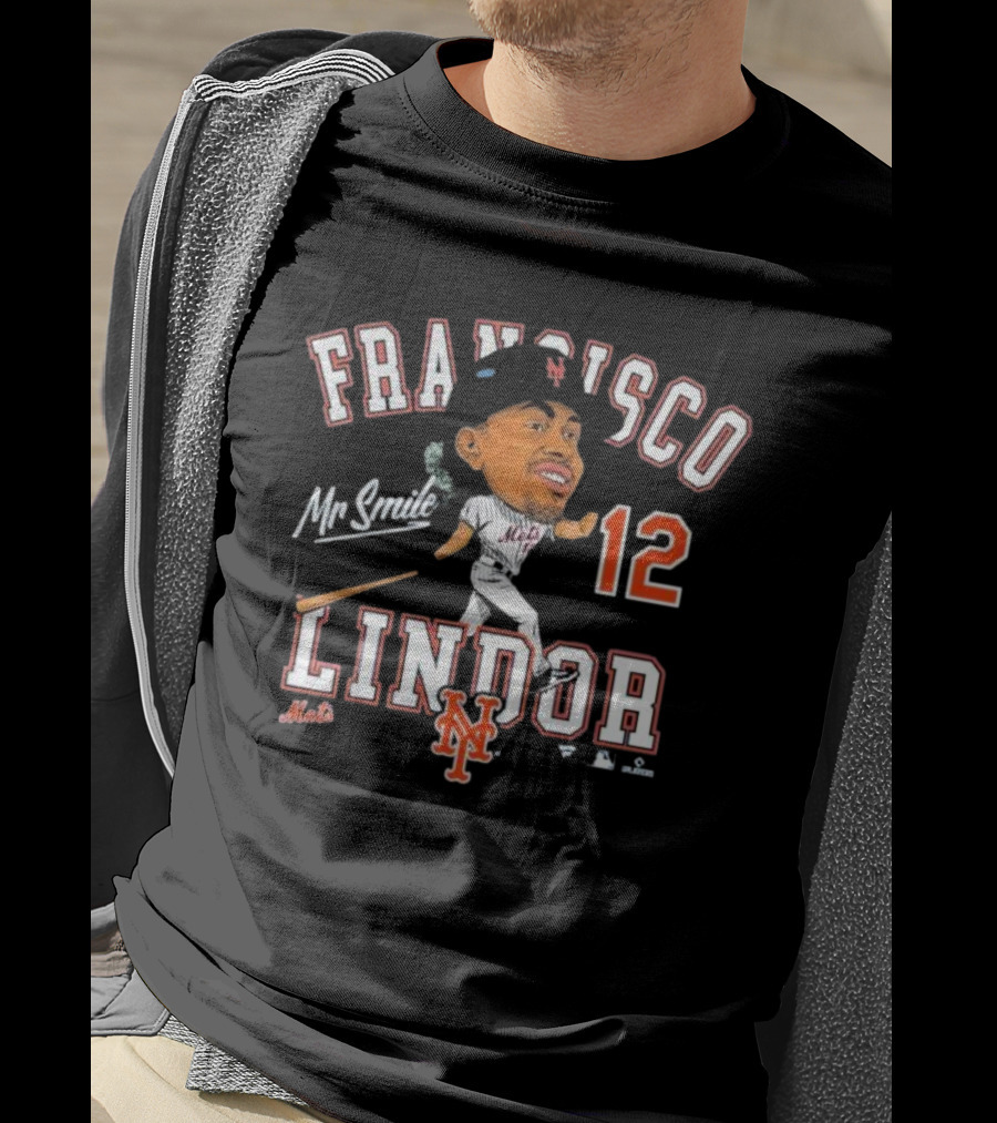 Francisco Lindor Mr Smile New York Mets 12 Caricature T-Shirt