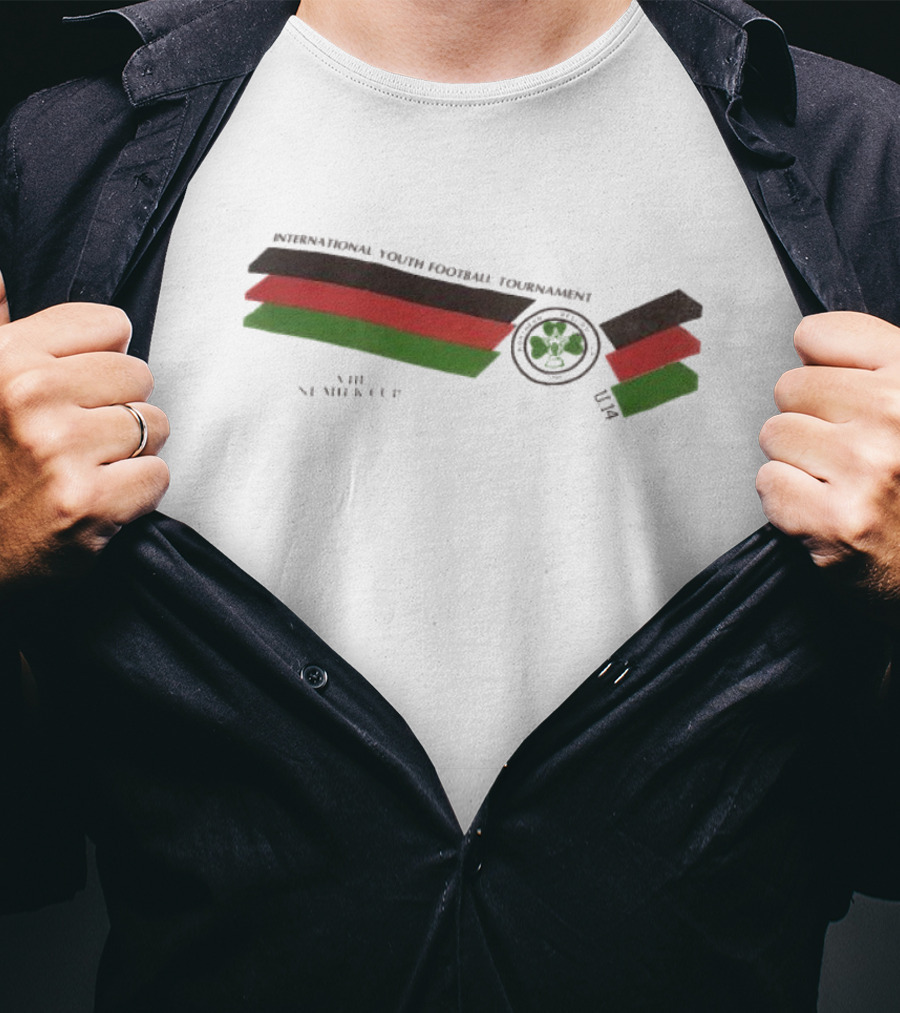 International Youth Football Tournament VIII Ni Milk Cup Four-Leaf Clover Stripe T-Shirt