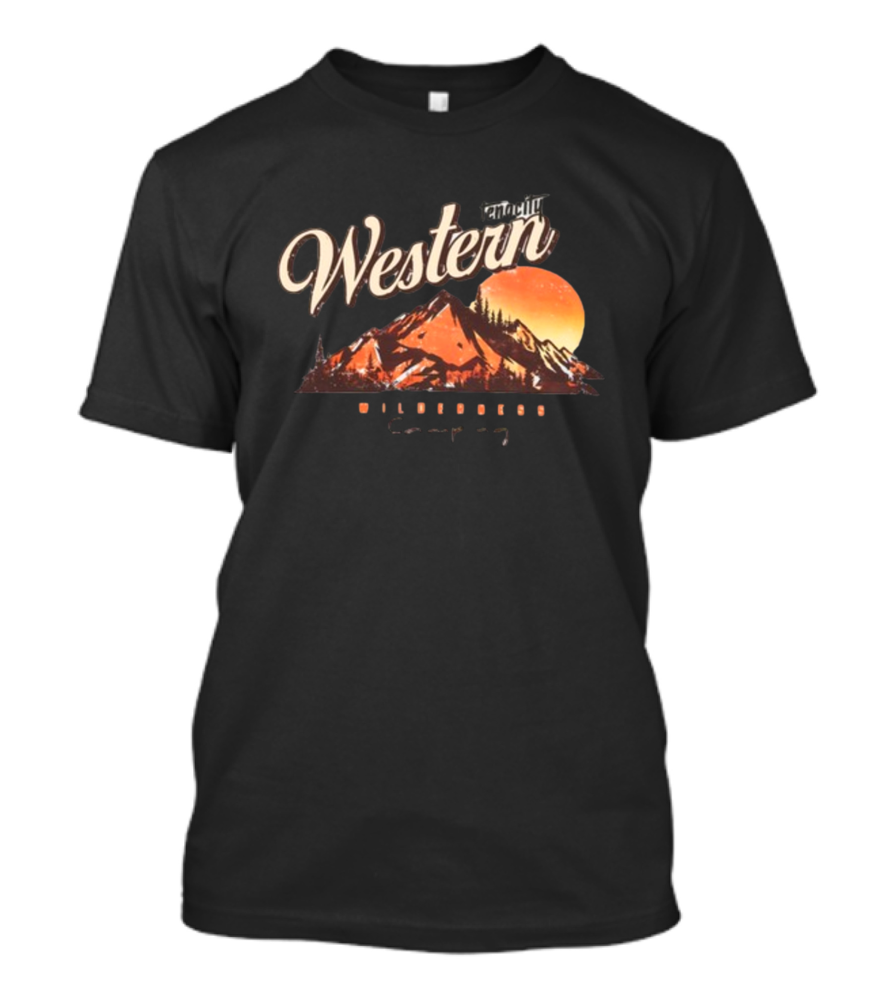 Western Wilderness Camping Sunset Mountain Scene T-Shirt