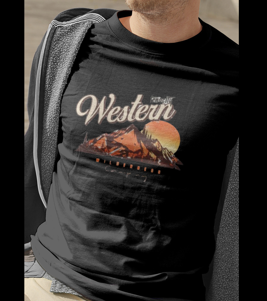 Western Wilderness Camping Sunset Mountain Scene T-Shirt