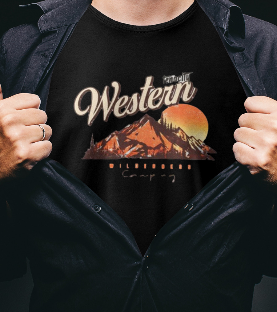 Western Wilderness Camping Sunset Mountain Scene T-Shirt