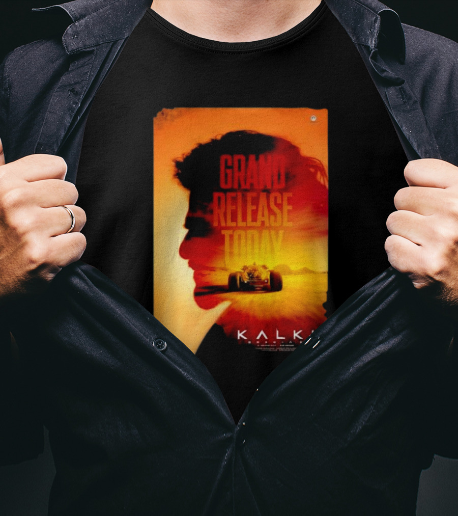 Grand Release Today Kalki Silhouette And Racing Car T-Shirt