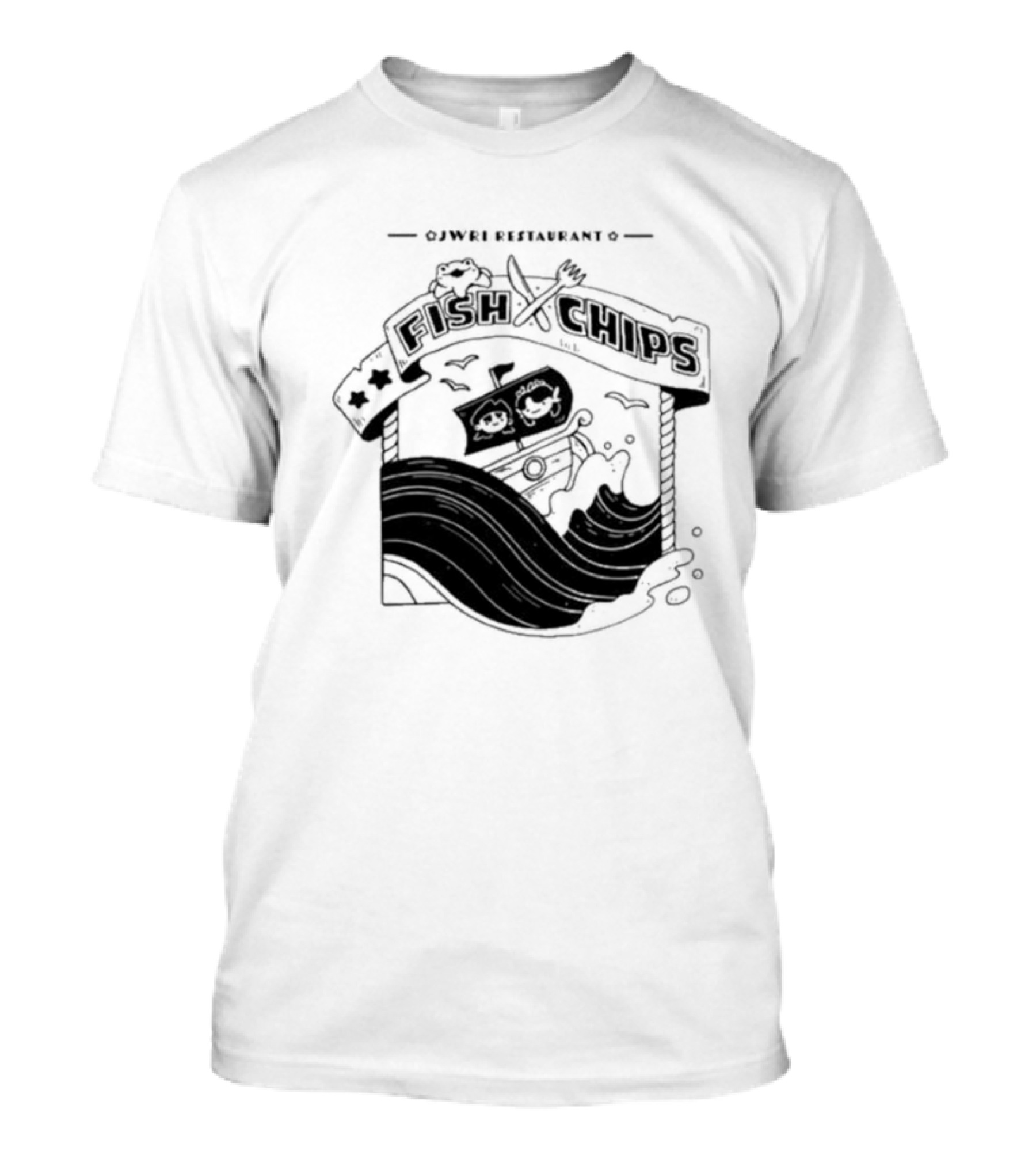 Jwri Restaurant Fish Chips Boat Adventure Waves T-Shirt