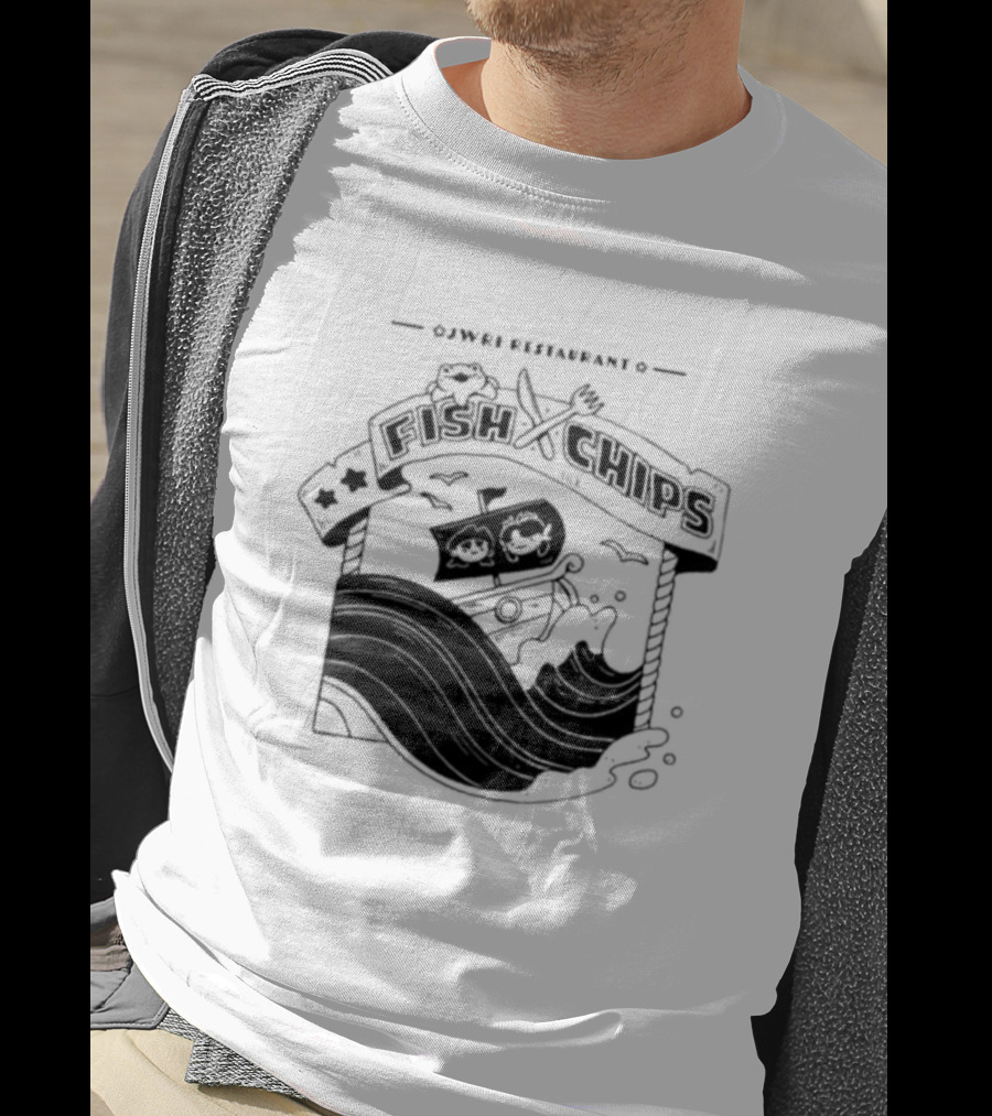 Jwri Restaurant Fish Chips Boat Adventure Waves T-Shirt