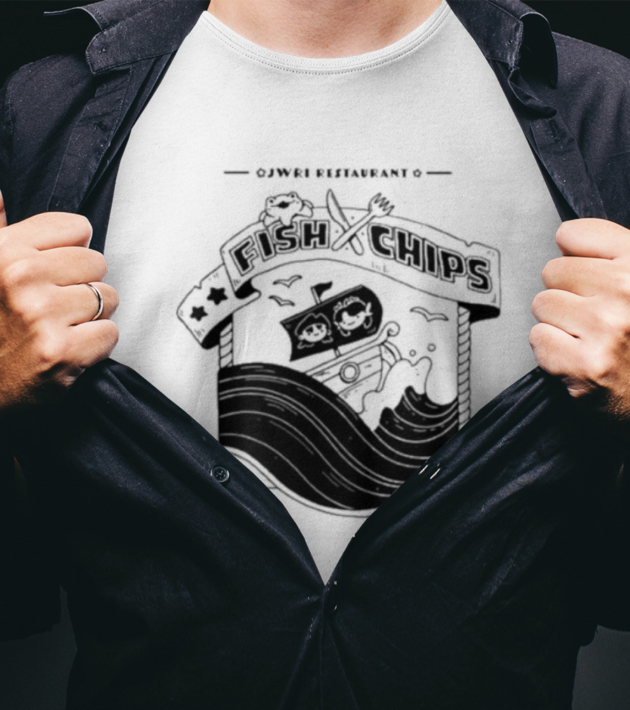 Jwri Restaurant Fish Chips Boat Adventure Waves T-Shirt
