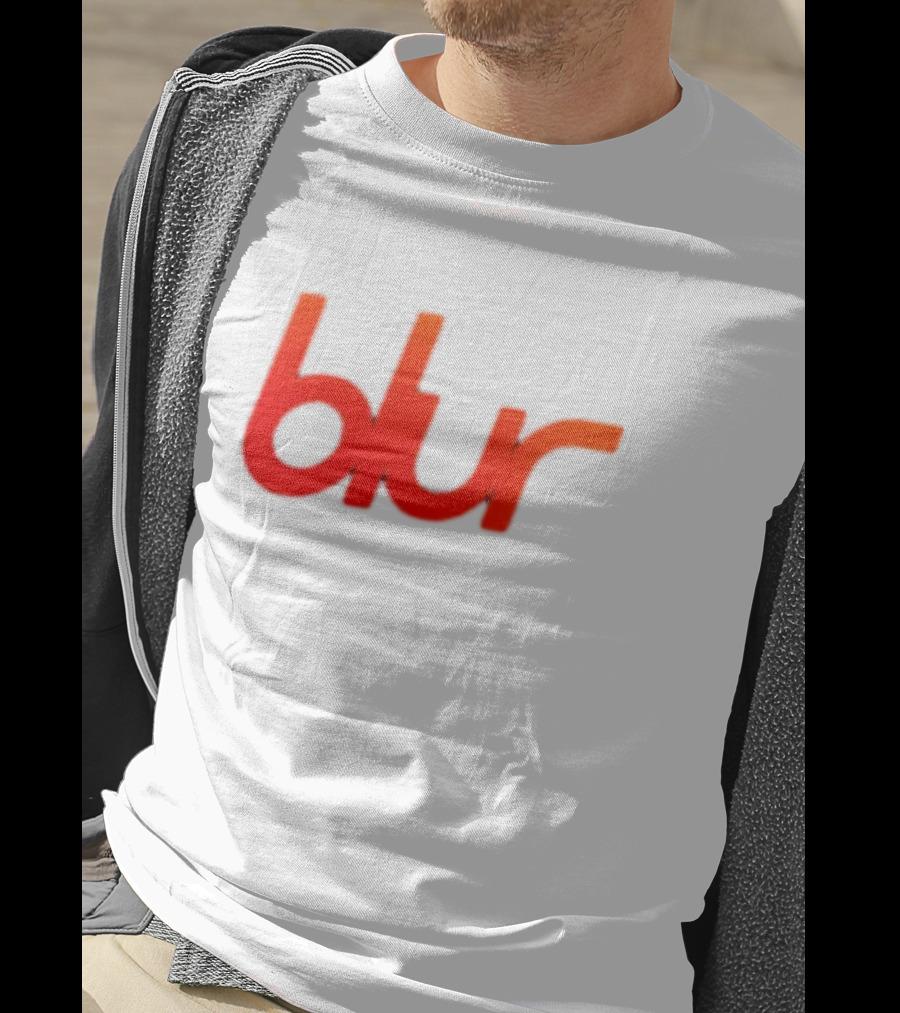 Blur Red-Orange Text Navy Blue T-Shirt