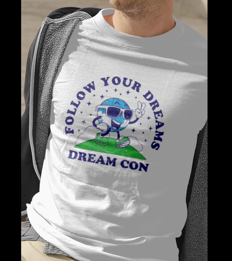 Follow Your Dreams Dream Con Mascot With Peace Sign And Sunglasses T-Shirt