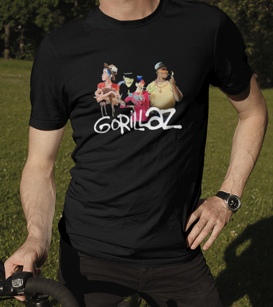 Gorillaz Band Characters With Deer Stonewashed T-Shirt