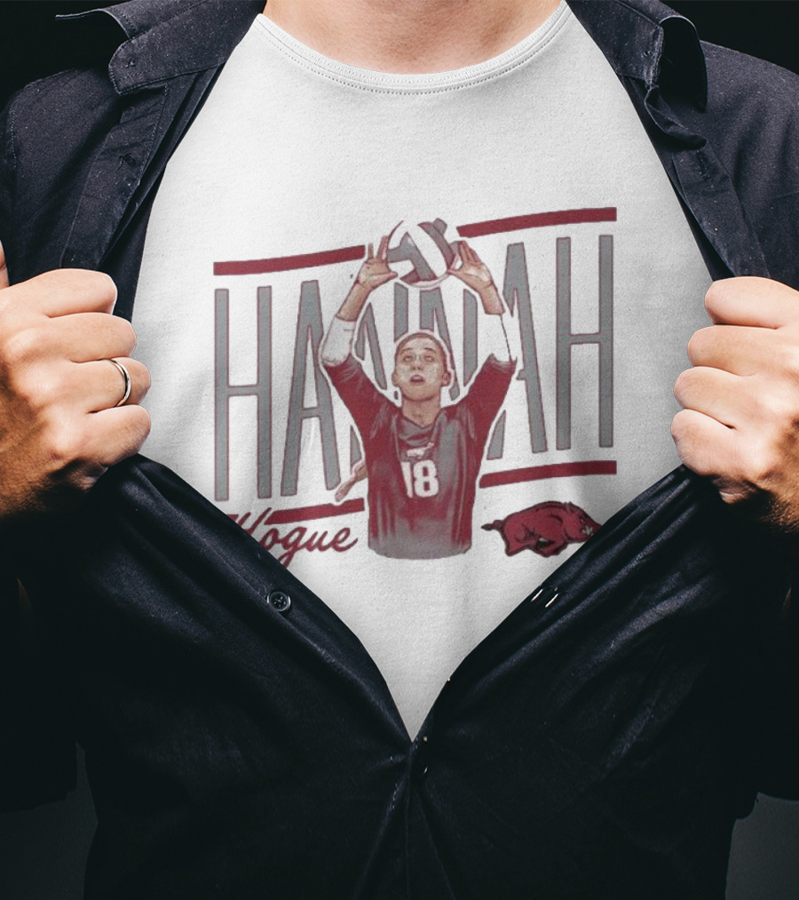 Hannah Hogue Volleyball Number 18 Razorback T-Shirt