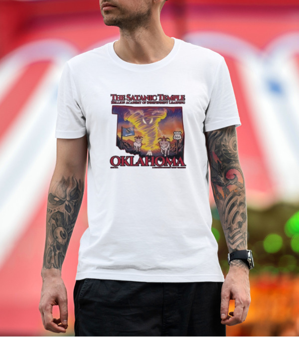 Premium T-Shirt: The Satanic Temple Campaign Oklahoma Route 666 Tornado Goats T-Shirt The Satanic Temple Campaign Oklahoma Route 666 Tornado Goats T-Shirt