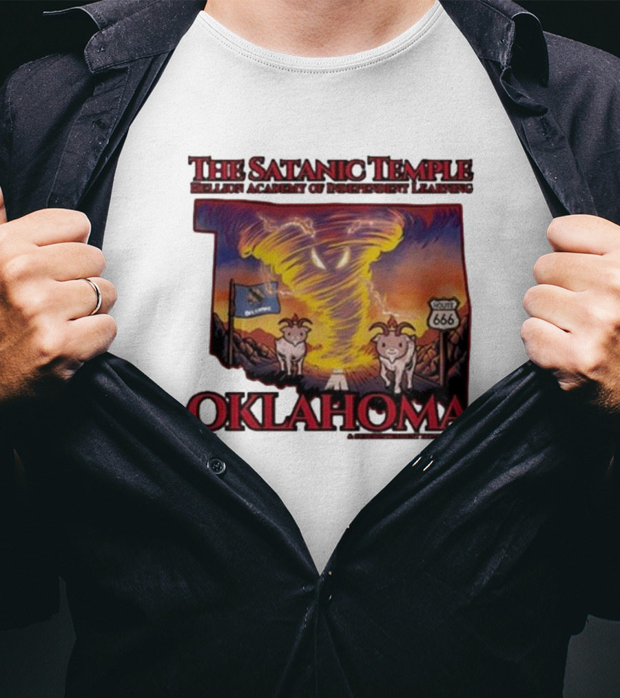 The Satanic Temple Campaign Oklahoma Route 666 Tornado Goats T-Shirt