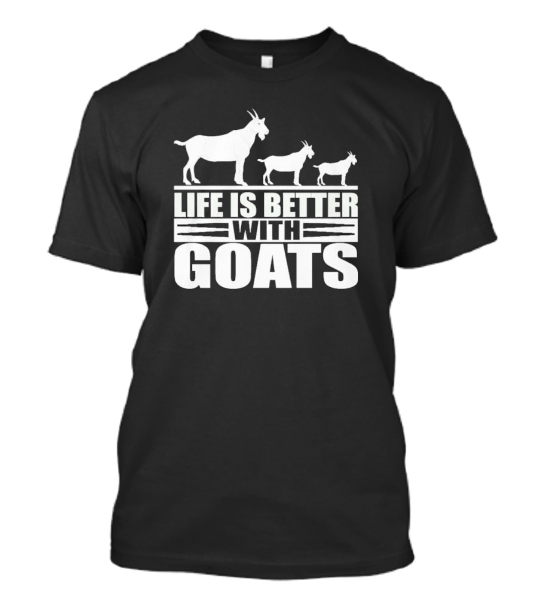 Life Is Better With Goats - Silhouettes Of Three Goats Walking T-Shirt