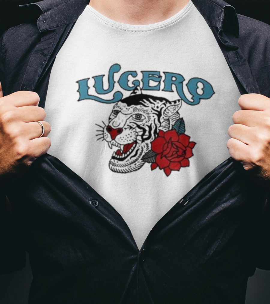 Lucero Panther With Red Rose Tattoo T-Shirt