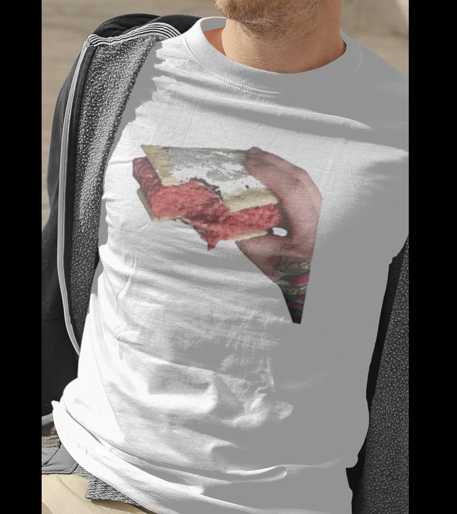 Man Holding Uncooked Meat Sandwich With Tattoos T-Shirt
