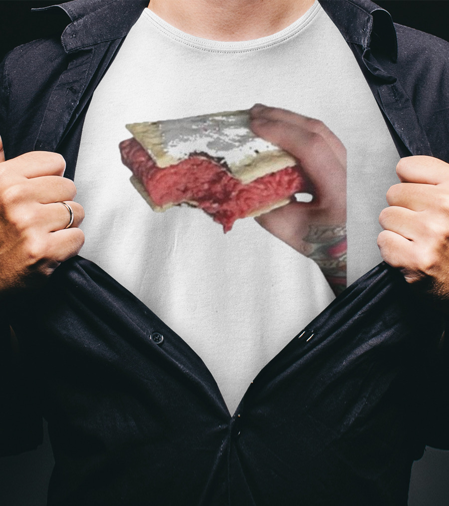 Man Holding Uncooked Meat Sandwich With Tattoos T-Shirt