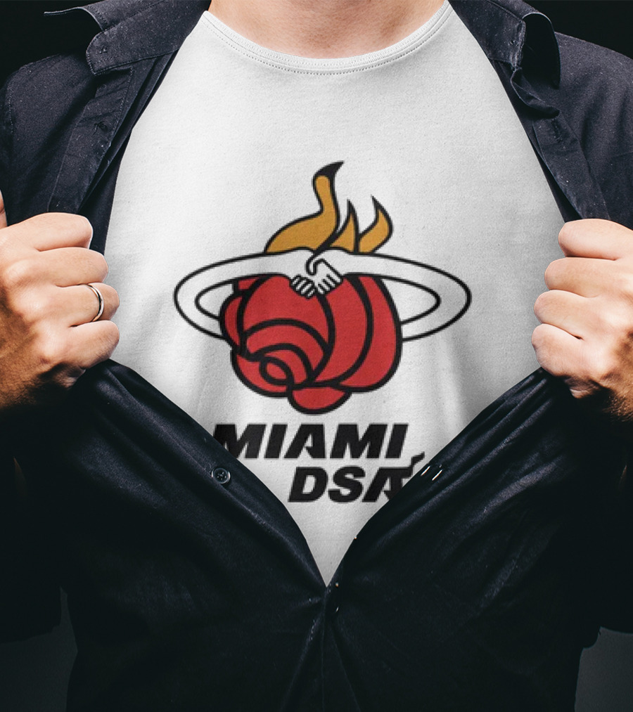 Miami DSA Rose With Flaming Basketball Iconic T-Shirt