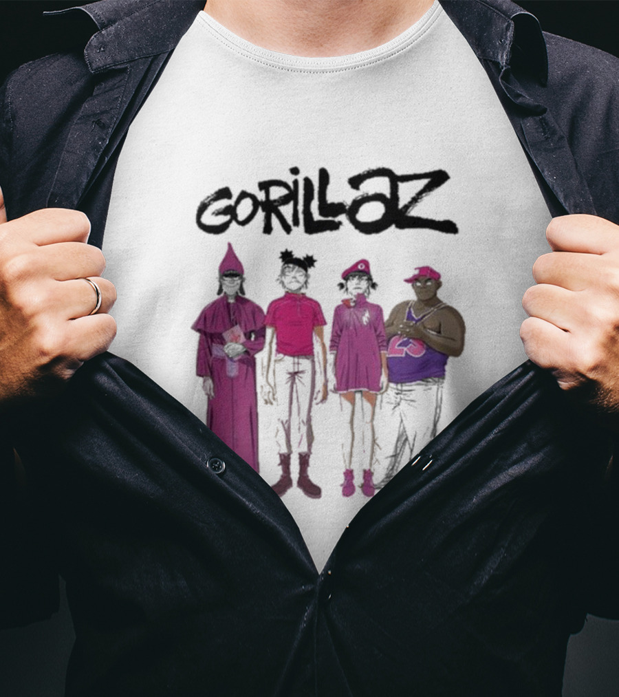 Gorillaz Cracker Island Group Art Standing Characters T-Shirt