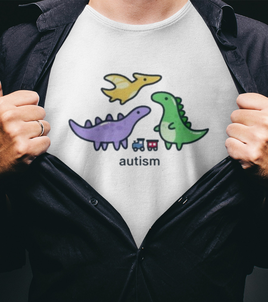 Eveoart Autistic Drip Dinosaur Autism Train T-Shirt